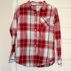 UG Apparel OU Oklahoma Sooners Women’s Plaid Flannel Shirt Size Small